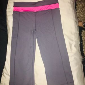 Gray and pink athletic yoga pants